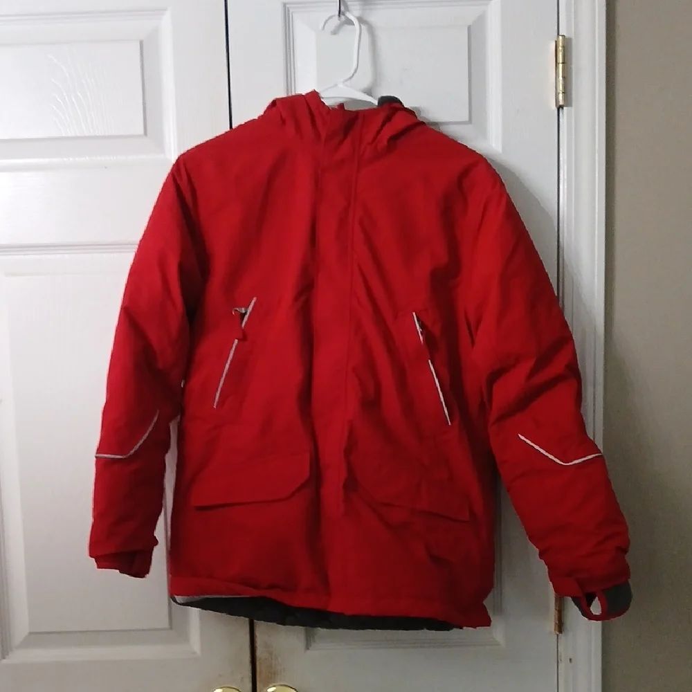 Land's End Kids red hooded  snow winter ski jacket Sz L (14-16) EUC